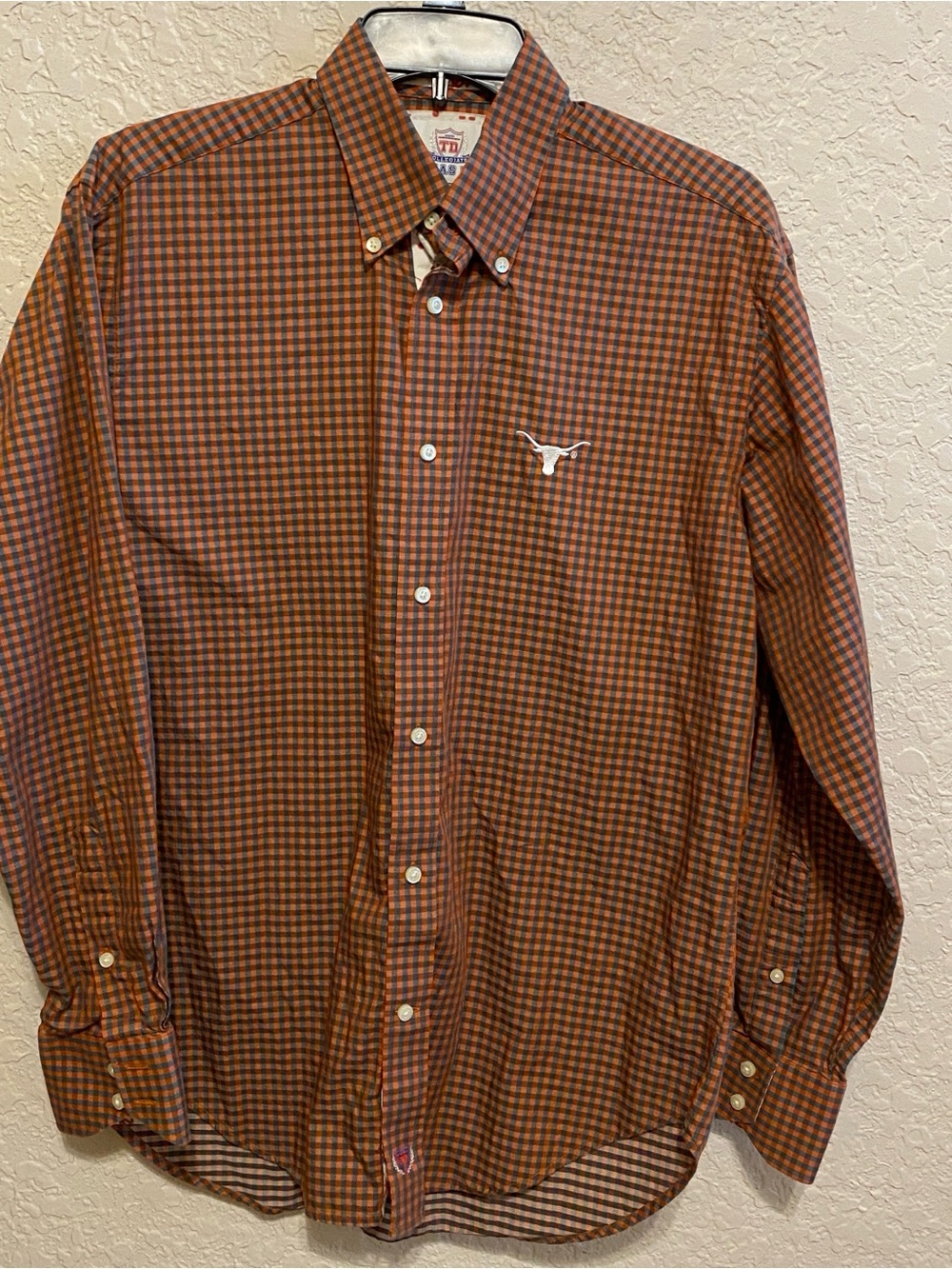 Thomas Dean Men’s Texas Longhorns Check Button-Down Shirt Small 🤘🏻